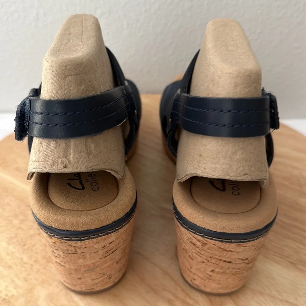 Clarks Collection Suede Cork Wedges - Giselle Sea